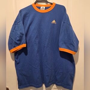 Adidas Y2K Vintage Ringer Blue Yellow Tee Shirt Men's 2XL